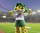 Zakumi талисманом чемпионата мира-2010, красивая и дружелюбная леопард с зелеными волосами